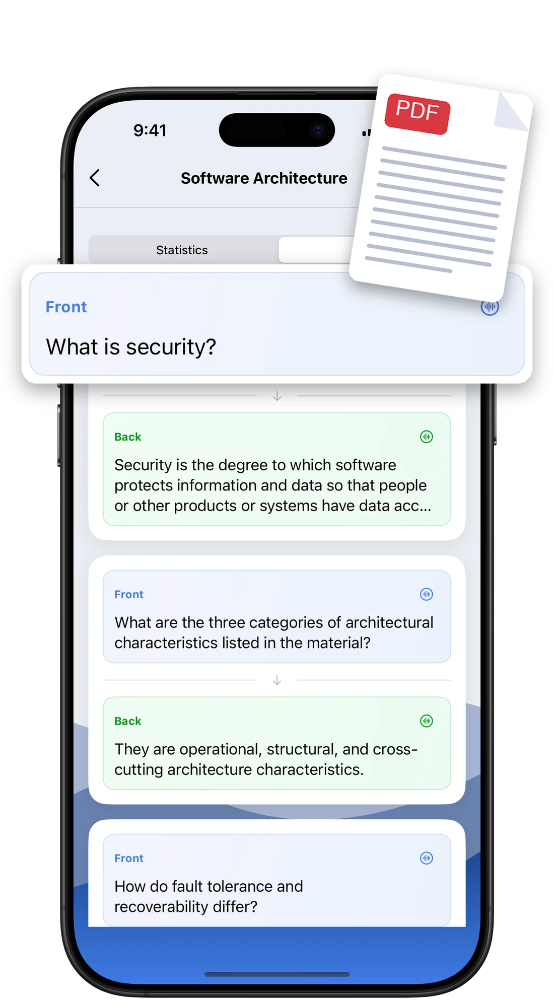 Flashcards Master verwandelt ein Vorlesungs-PDF in Frage-Antwort-Karten